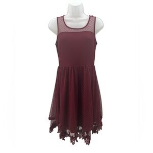 Altar'd State Maroon Lace Trim Dress